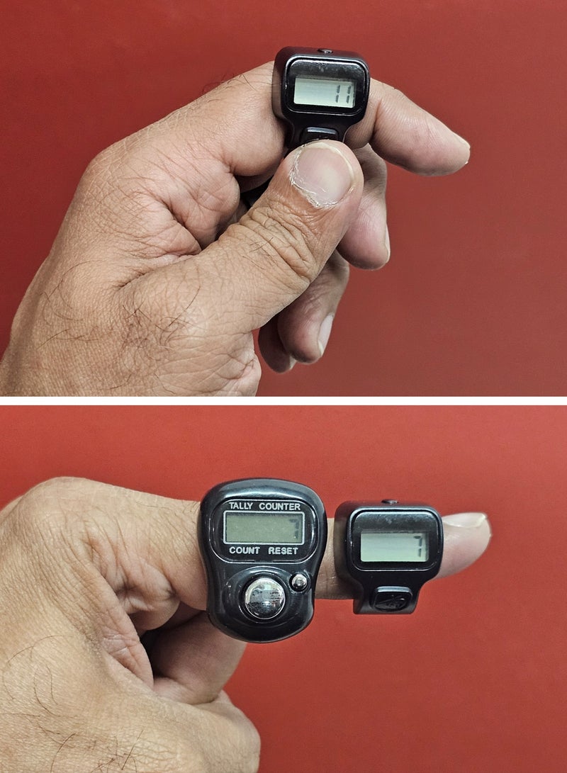 3 pcs Digital Finger Counter with a Backlit Display Button - Compact, Lightweight, for Prayer, Tasbih Ring, Rosary, and Daily Counting - Black, Gray, White - Image 5