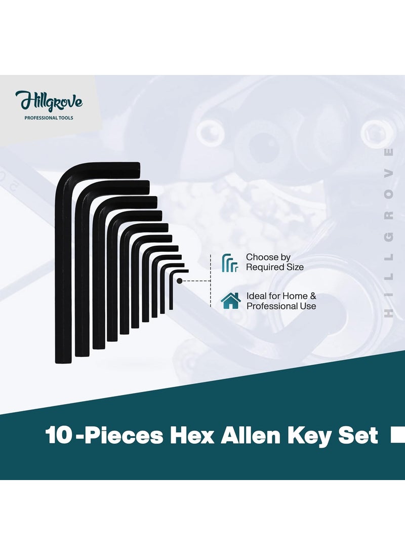 Hillgrove Hillgrove HGCM573M1 10 Pieces Full Hex Allen Key Kit with 10in1 Socket Set Spanner Goti Wrench L Shape Repair Tool Set for BikeBicycleCycleGuitar Allen Key Set  - Image 2