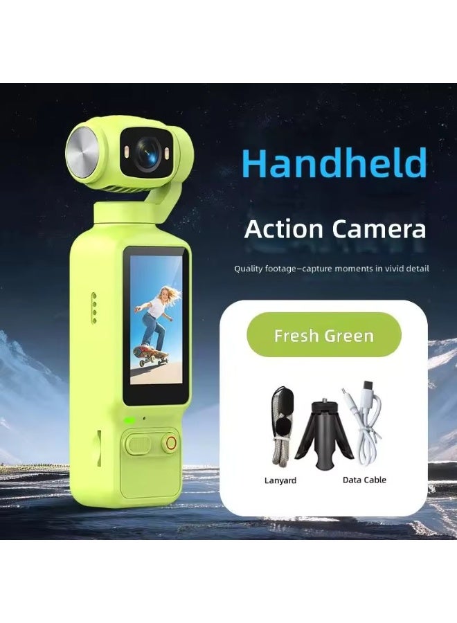 TIGER LK032 4K AF Action Camera with Auto Focus & Built-In Fill Light, 200fps Slow Motion Video, Time-Lapse Photography, Fresh Green Handheld Pocket Vlog Camera, Compact Portable Sports Camera for Travel, Cycling, Outdoor Adventures, Vlogging & Content Creation - Image 1