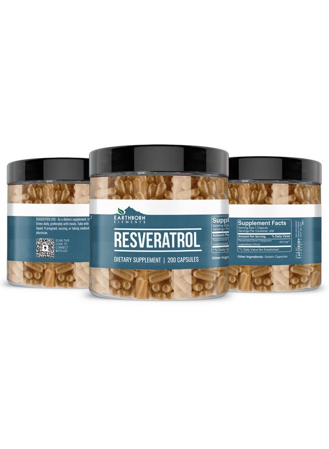 إيرثبورن إيليمنتس كبسولات ريسفيراترول من Earthborn Elements، 200 كبسولة، نقية وغير مخففة، بدون إضافات - Image 2