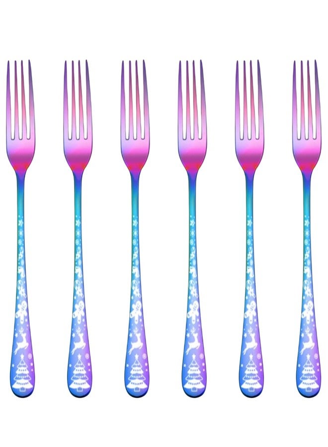 P Plus Fire Compact Appetizer Forks, Durable Stainless Steel with Elegant Round Flat Handle, Safe Edges & Modern Design for Snacks, Tapas or Tea Time (Small Fork, Rainbow, Pack of 6) - Image 1