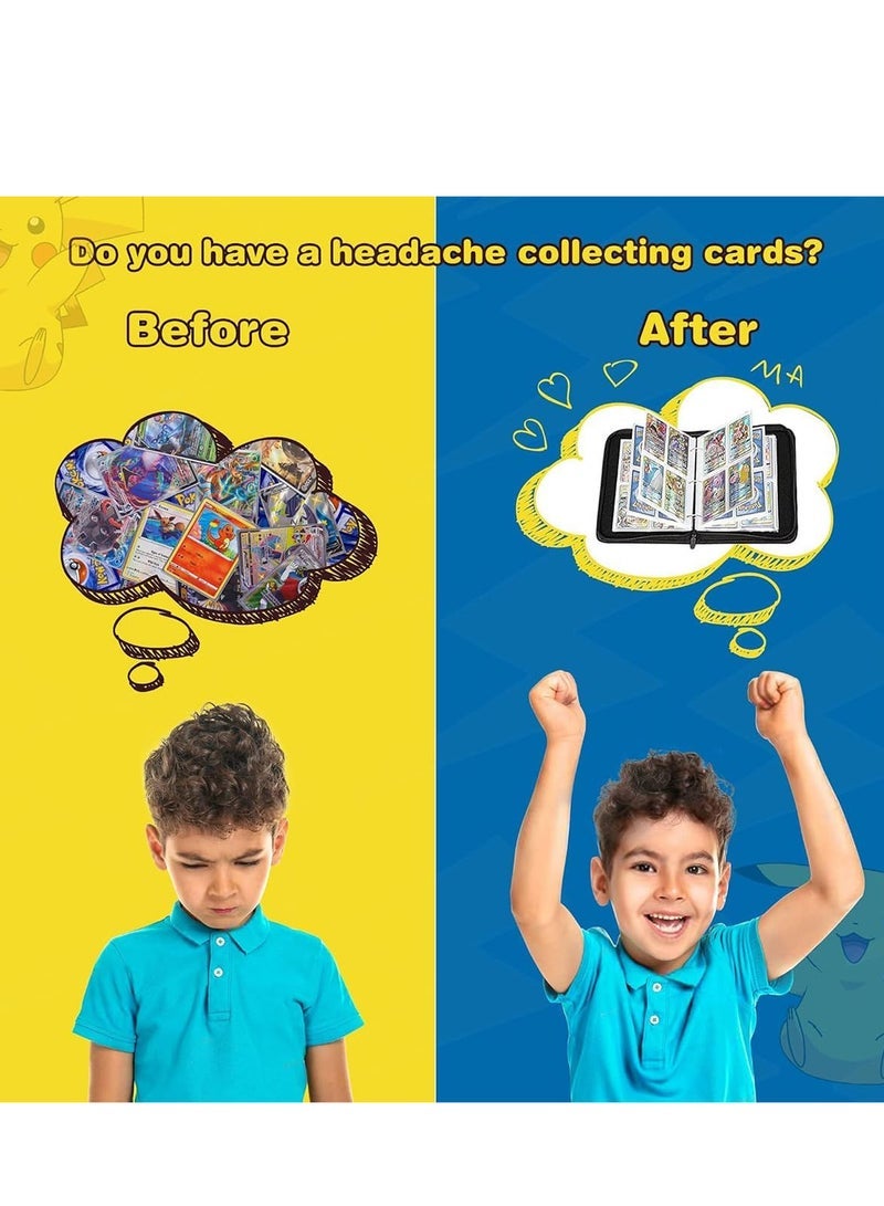 ECVV ECVV Cartoon Anime Card Binder Trading Card Games Collection Binder Case Book Holds Up to 400 Cards with 50 Removable Sleeves Carrying Case Binder Album - Image 5