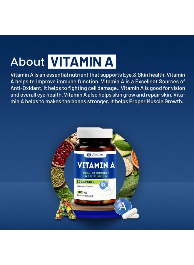 VitaWin Vitamin Supplements For Immunity || Healthy Skin || Eye Function || & Anti-Oxidant Support || Natural Herbal, Veg - 60 Capsules Nutrition Supplement (Vitamin A) - Image 4