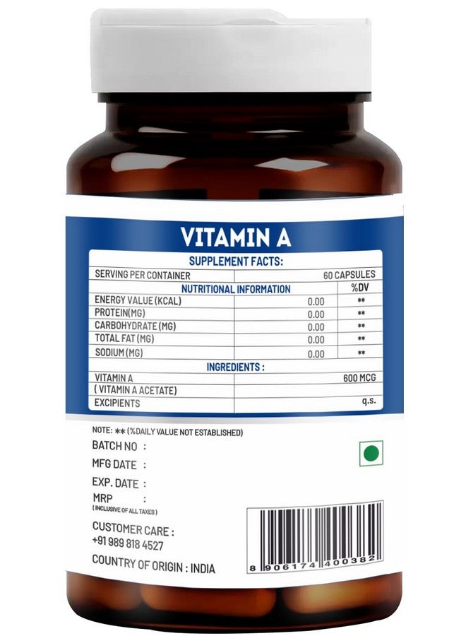 VitaWin Vitamin Supplements For Immunity || Healthy Skin || Eye Function || & Anti-Oxidant Support || Natural Herbal, Veg - 60 Capsules Nutrition Supplement (Vitamin A) - Image 3
