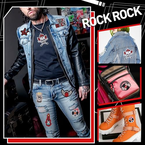 Meneng Iron On Rock Band Patches for Clothing: Meneng 45Pcs Assorted Cool Punk Embroidered Patch for DIY Crafts - Vintage Skull Metal Music Sew On Appliques for Jackets Vests Hats Backpacks Shirts - Image 3