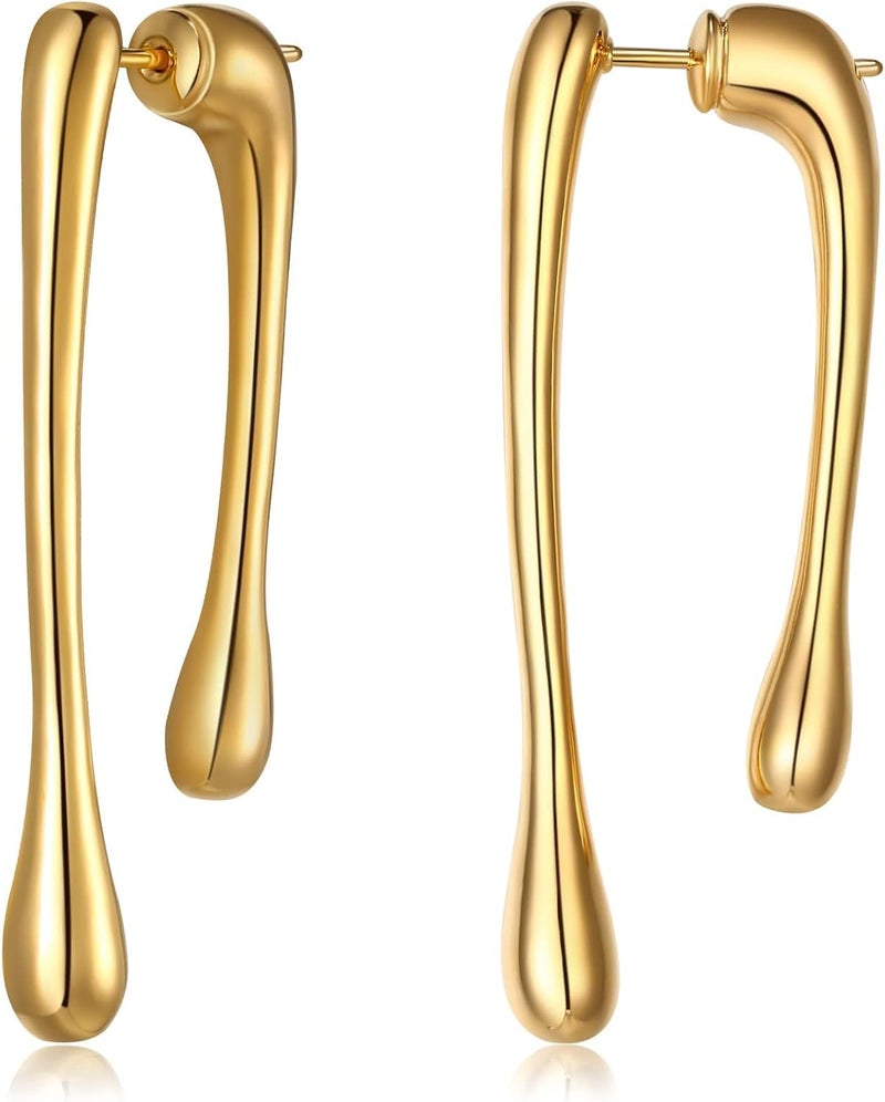 Excefore Gold Tassel Drop Earrings, Boho Statement, Hypoallergenic, 1 Pair - Image 1