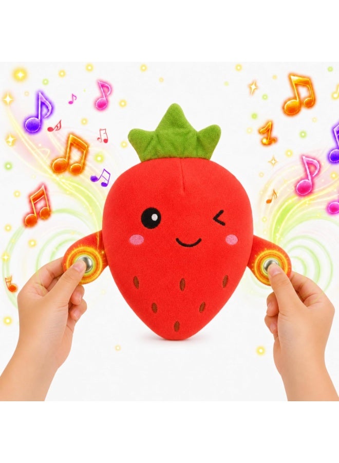 ARGT Interactive Musical Strawberry Plush Toy, Touch-Activated Rhythm Piano Sensory Toy for Kids, Soft Stuffed Educational Gift, Strawberry Design - Image 1