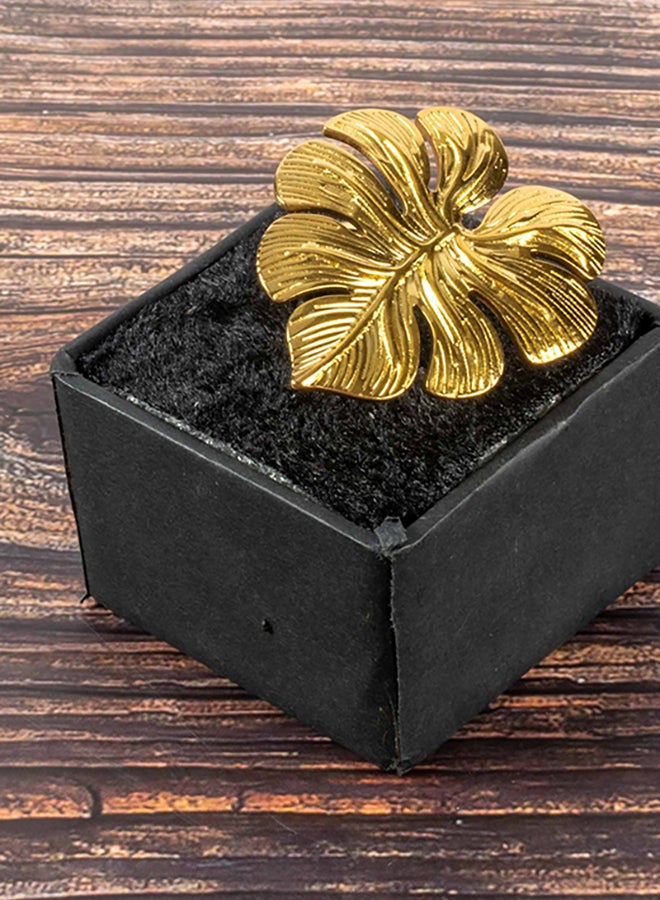 The Black Pearl Accessories Stainless Steel Golden Free Size Ring  - Image 1