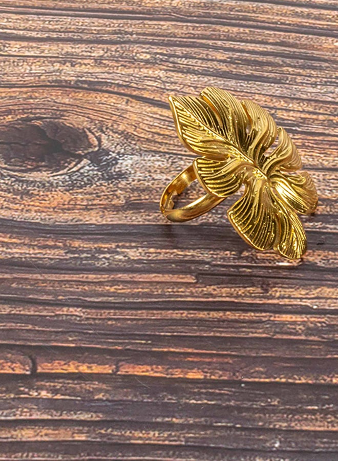 The Black Pearl Accessories Stainless Steel Golden Free Size Ring  - Image 3