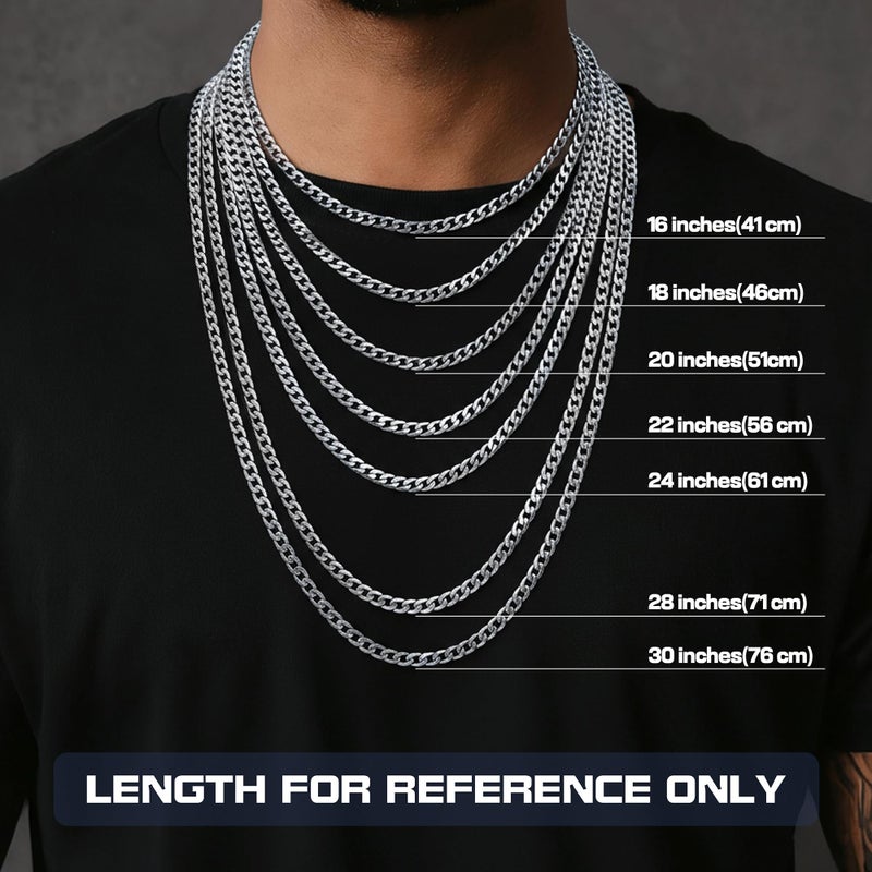 Besteel 925 Sterling Silver Cross Necklace Beveled Edge for Men Women 5mm Stainless Steel Cut Durable Cuban Link Curb Chain Crucifix Pendant Necklace Jewelry 22 Inches - Image 5