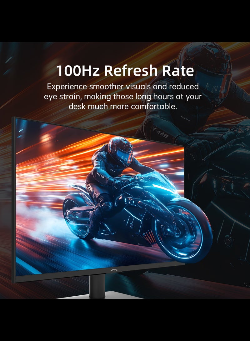 KTC 24 inch Monitor - 1080P 100Hz FreeSync Gaming Monitor with HDR10,VESA Mountable, Adjustable Tilt, ZeroFrame Design, HDMI,VGA,Earphone Ports, PC Work Monitor for Office - Image 2