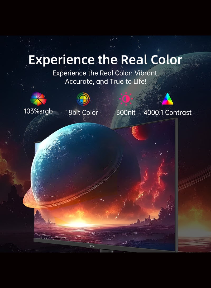 KTC 24 inch Monitor - 1080P 100Hz FreeSync Gaming Monitor with HDR10,VESA Mountable, Adjustable Tilt, ZeroFrame Design, HDMI,VGA,Earphone Ports, PC Work Monitor for Office - Image 4