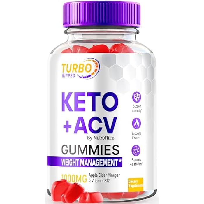 NutraRize Turbo Ripped, Turbo Ripped Keto ACV Gummies, Official Weight Loss Gummies, Apple Cider Vinegar 1000MG, All Natural ACV Gummy, Premium Keto + ACV Formula, TurboRipped Gomitas Reviews (60 Gummies) - Image 1