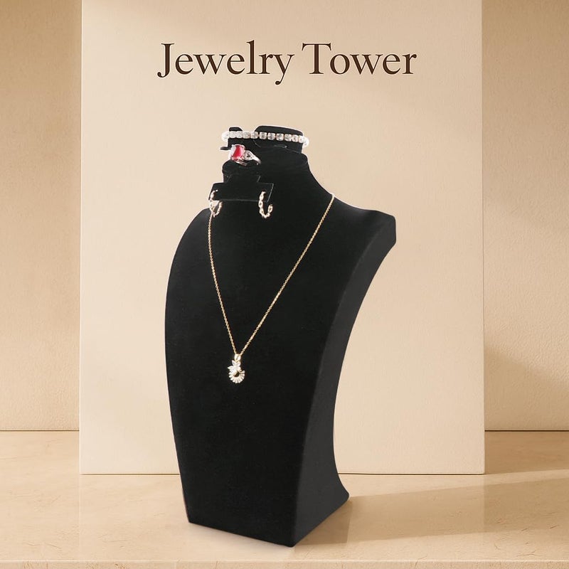 Homeanda Necklace Display Bust, Velvet Jewelry Display Stand for Vendors, Jewelry Bust Display for Necklace, Bracelets, Earrings, Rings (Black-11.8"x6.7") - Image 2