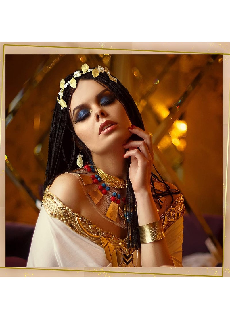 SYOSI 9 Pieces Greek Costume Accessories Set for Women Girls Gold Greek Jewelry Greek Leaf Hair Pins Clips Crown Earrings Golden Hair Vine Headband for Women Halloween Wedding Party - Image 2