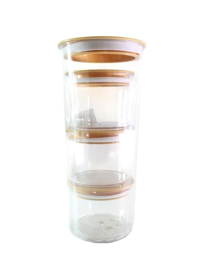 Generic Acrylic Food Container Set With Wooden Color Lid Large Size With 3 Small Same Size  - Image 2