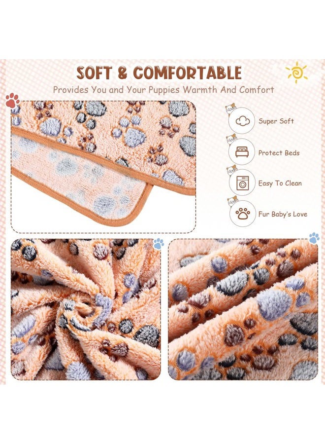 Tatuo Pack of 4 Pet Dog Blankets, Paw Pattern, Puppy Fleece Blanket for Small, Medium, Pets, Dogs, Cats, Warm Sleeping Mat, Doggy, Kitten Soft Bed Mat (L, White, Coffee, Pink, Purple) - Image 5