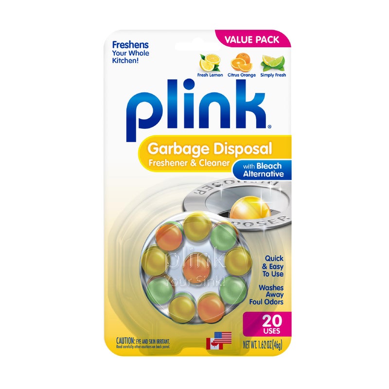 Plink Garbage Disposer Freshener and Cleaner, Sink Disposal Odor Eliminator, Quick and Easy-to-Use Capsules, Septic-Friendly, Citrus Scents, 20 Count Package - Image 1
