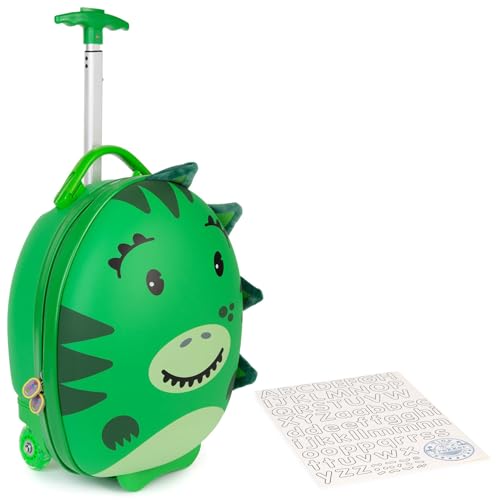boppi Tiny Trekker Kids Luggage Travel Suitcase Carry On Cabin Bag Holiday Pull Along Trolley Lighweight Wheeled Holdall 17 Litre Hand Case American Airlines Underseat Compliant - Dinosaur - Image 1
