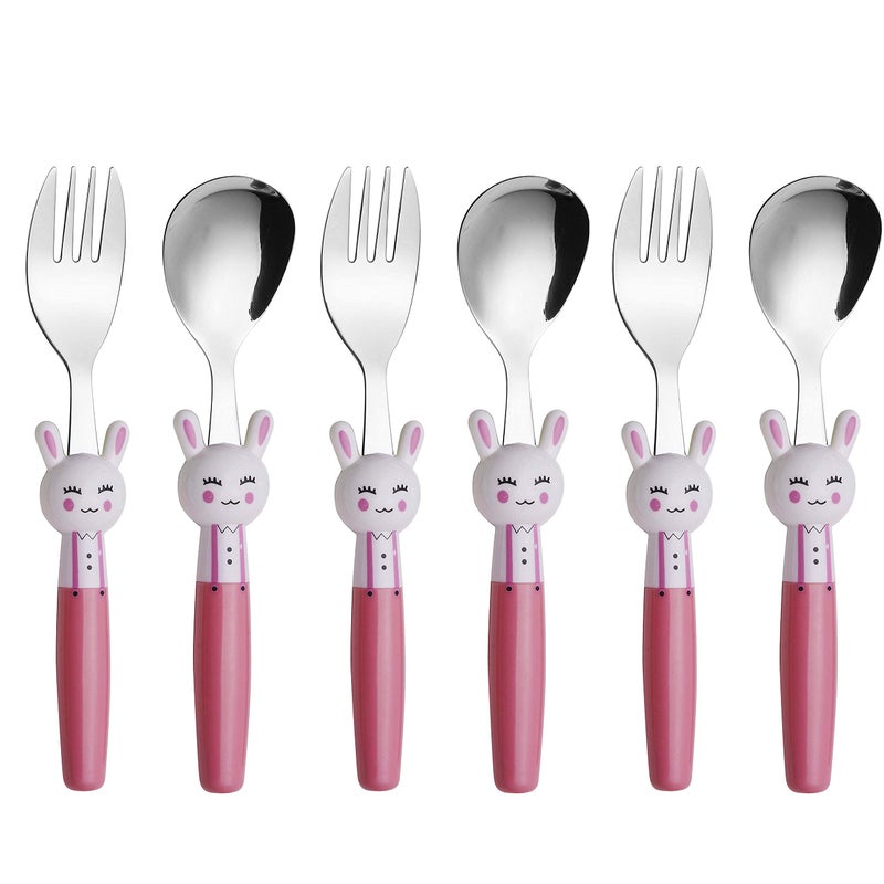 ANNOVA Kids Silverware Set 6 Pieces  Childrens Flatware Stainless Steel 6FS Rabbit