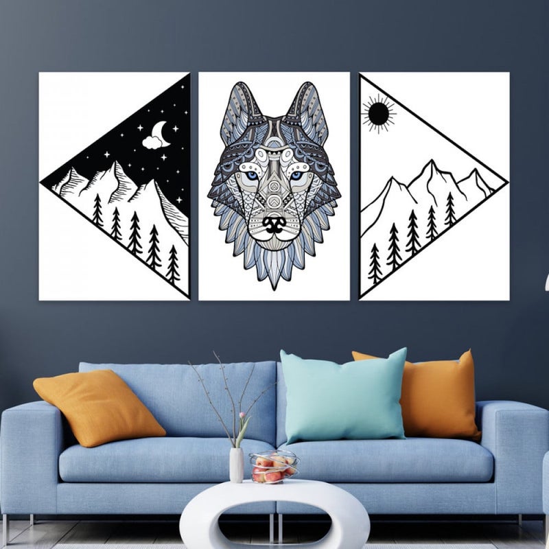 Marktna Three luxurious modern-designed canvas prints with a hollow frame, measuring (150×70), three pieces - Image 1