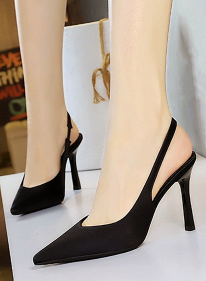 BIGTREE Women's Closed Pointed Toe High Heels With Ankle Straps Stiletto Sandal Pumps Black 9.5CM - Image 3