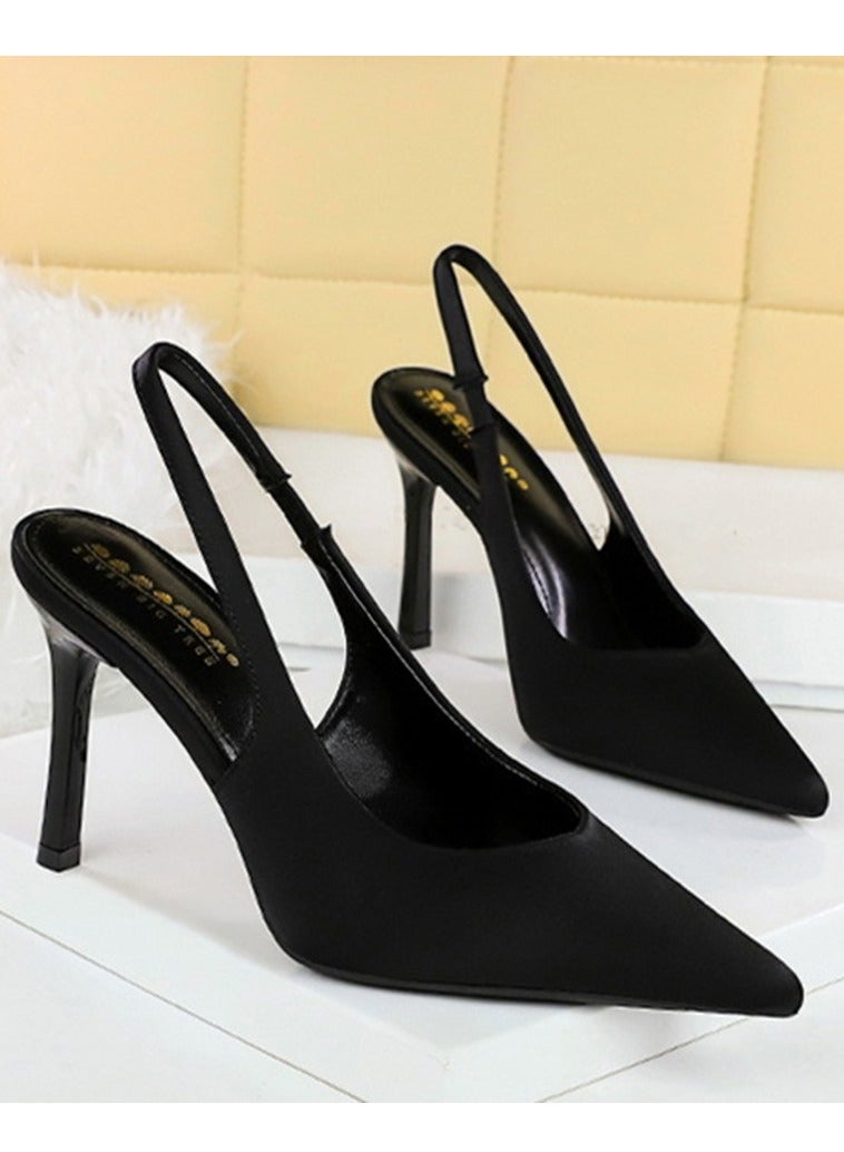 BIGTREE Women's Closed Pointed Toe High Heels With Ankle Straps Stiletto Sandal Pumps Black 9.5CM - Image 2