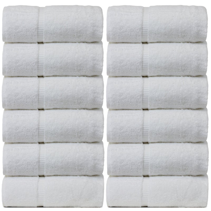 BC BARE COTTON منشفة فاخرة من القطن الخالص للفنادق والمنتجعات 100% قطن تركي قماش غسيل بحدود دوبى بيضاء مجموعة من 12