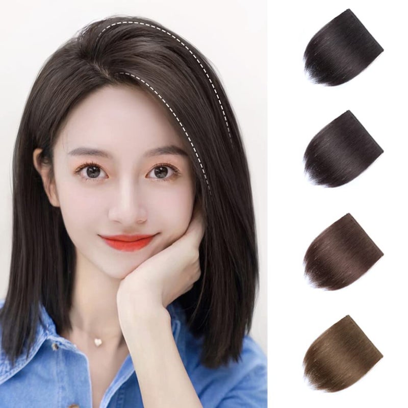 Seamless Forehead Wiglet Topper Synthetic 2pcs Clip in Bangs Extension Straight Topettes for Women With Thinning Hair 35cm Light Brown