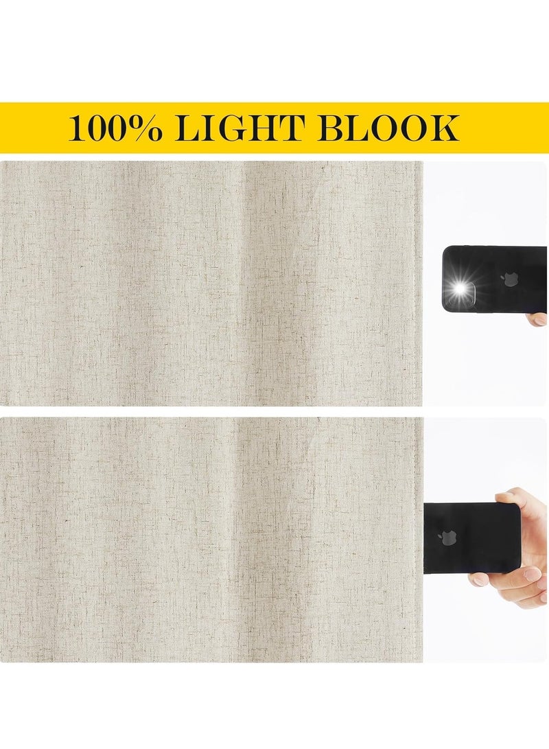 SOLARAE Blackout Linen Door Curtain for French Front Thermal Insulated Panel with Tieback Patio Glass Room Darkening Solid Window Panels Heat Sheer Curtains 1 Pieces - Image 5