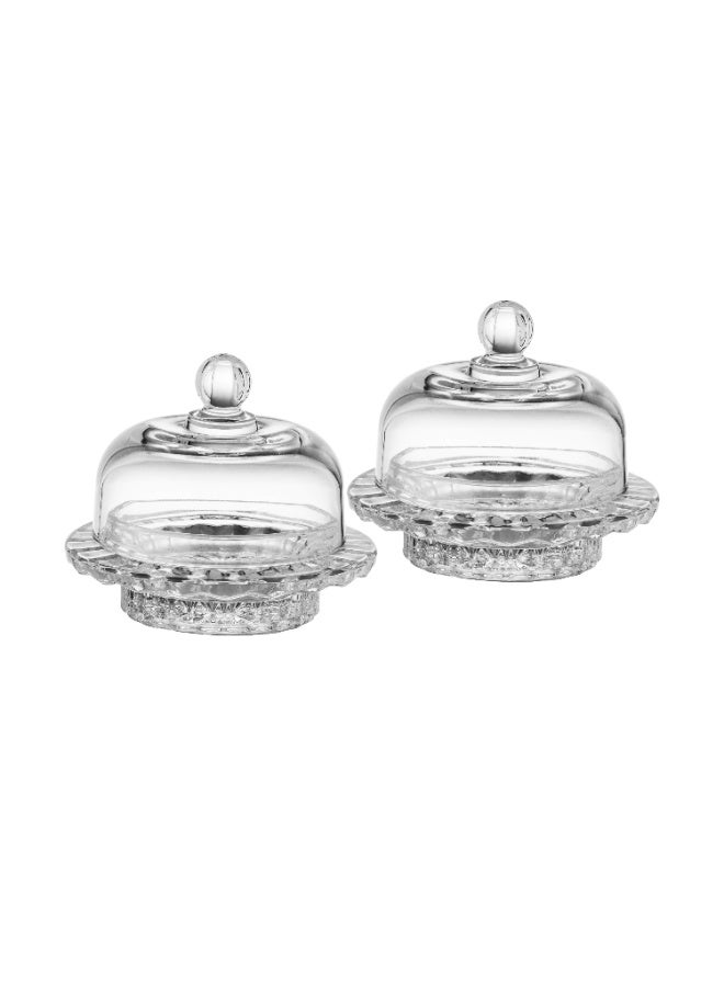 بايبلوس Luxury glass serving set – 6 pieces with elegant lids for serving chocolates and hospitality - Image 2