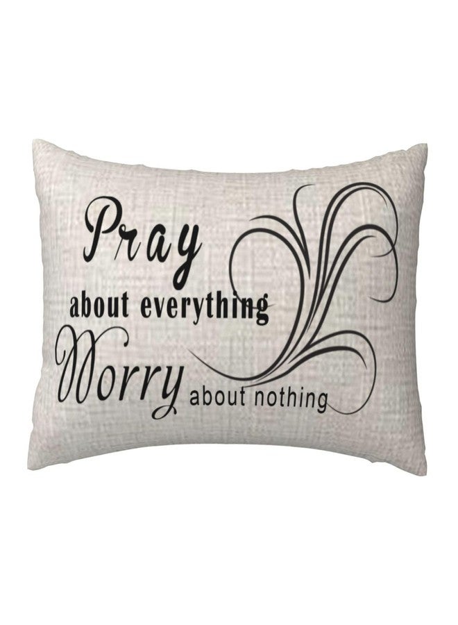 NIDITW Inspirational Words Throw Pillow Cover 12x20 Inches Pray About Everything Worry About Nothing Lumbar Cotton Linen Cushion Case for Sofa Couch Bed Home Decor (Pray) - Image 1