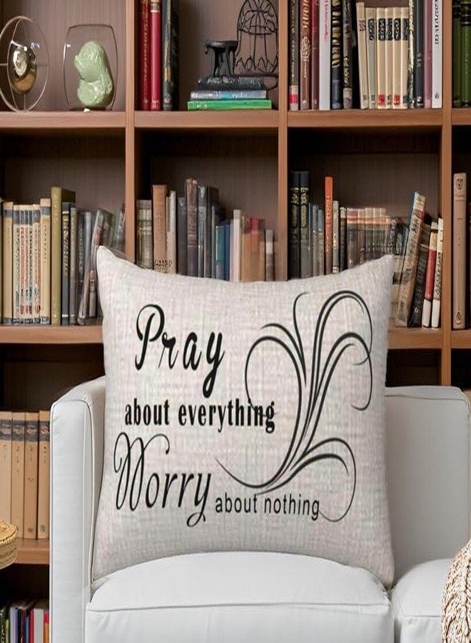 NIDITW Inspirational Words Throw Pillow Cover 12x20 Inches Pray About Everything Worry About Nothing Lumbar Cotton Linen Cushion Case for Sofa Couch Bed Home Decor (Pray) - Image 2