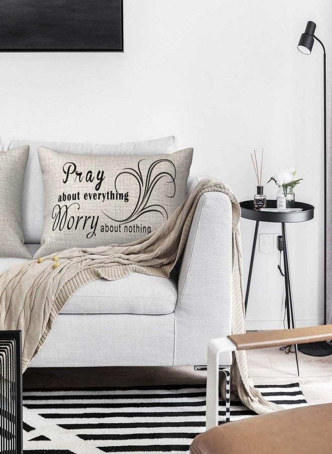 NIDITW Inspirational Words Throw Pillow Cover 12x20 Inches Pray About Everything Worry About Nothing Lumbar Cotton Linen Cushion Case for Sofa Couch Bed Home Decor (Pray) - Image 4