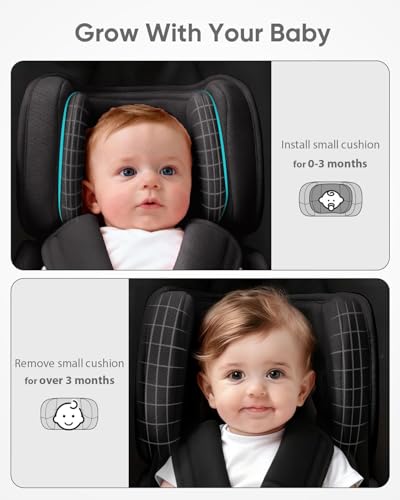 TinlyFinly Infant Insert Compatible with Doona, Graco, Britax, Chicco, Evenflo Car Seat, Adjustable Baby Head Body Support Cushion for Newborn to Toddler, Fits Infant Car Seat and Stroller (Black) - Image 5