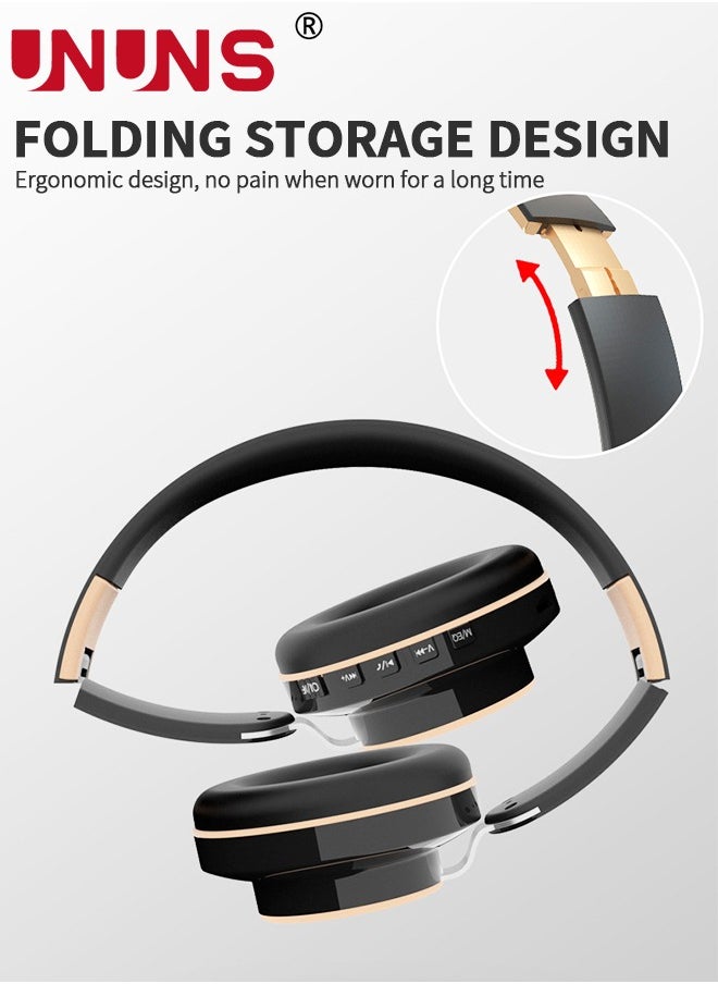UNUNS Wireless Bluetooth Headphones Over Ear,Hi-Fi Stereo Headsets,Foldable Lightweight Wireless Stereo Earbuds Built-in Mic,Volume Control,FM For Phone PC Travel Office  - Image 5