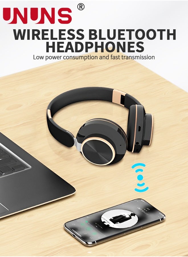 UNUNS Wireless Bluetooth Headphones Over Ear,Hi-Fi Stereo Headsets,Foldable Lightweight Wireless Stereo Earbuds Built-in Mic,Volume Control,FM For Phone PC Travel Office  - Image 2
