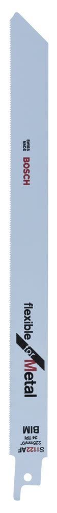 Bosch Professional Reciprocating Saw Blades, For Metal S 1122 Af, Blade Length 225mm, Suitable For Thin Sheet Metals (0.7-3 mm), Fine Pipes/Profiles, Fine Cut, Pack Of 5 - Image 1