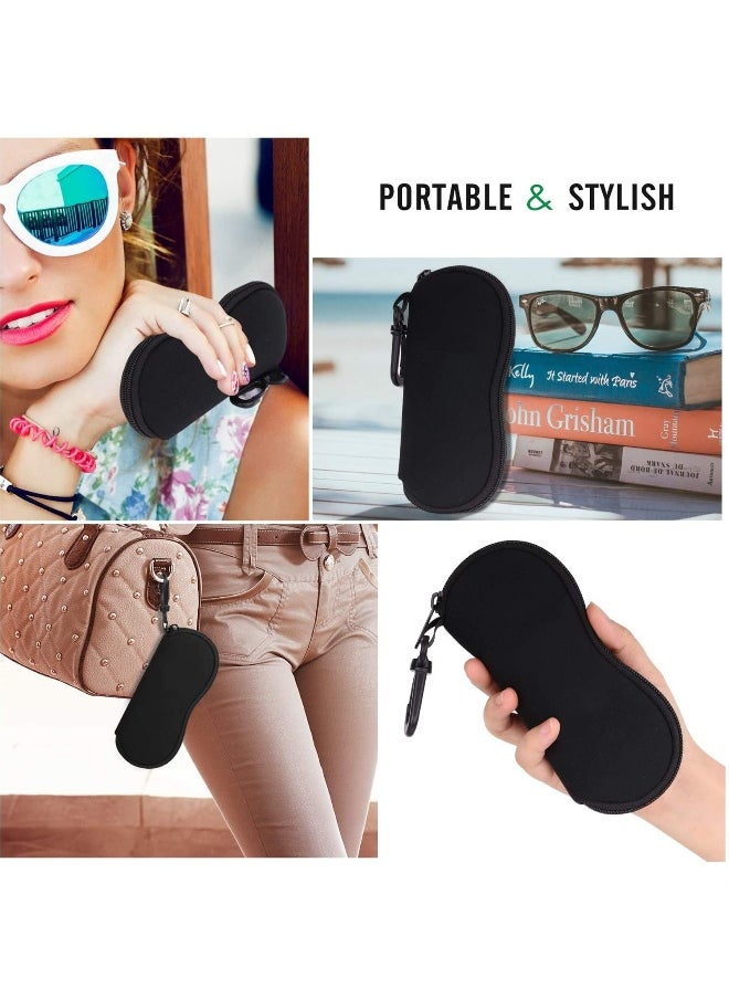 Generic Eyeglass Case, Sunglasses Soft Case, Fashion Zippered Pouch with Clip, Made of Premium Neoprene, Fits Most Size Glasses, with the Zippered Design and a Sturdy Metal Carabiner, Black  - Image 5