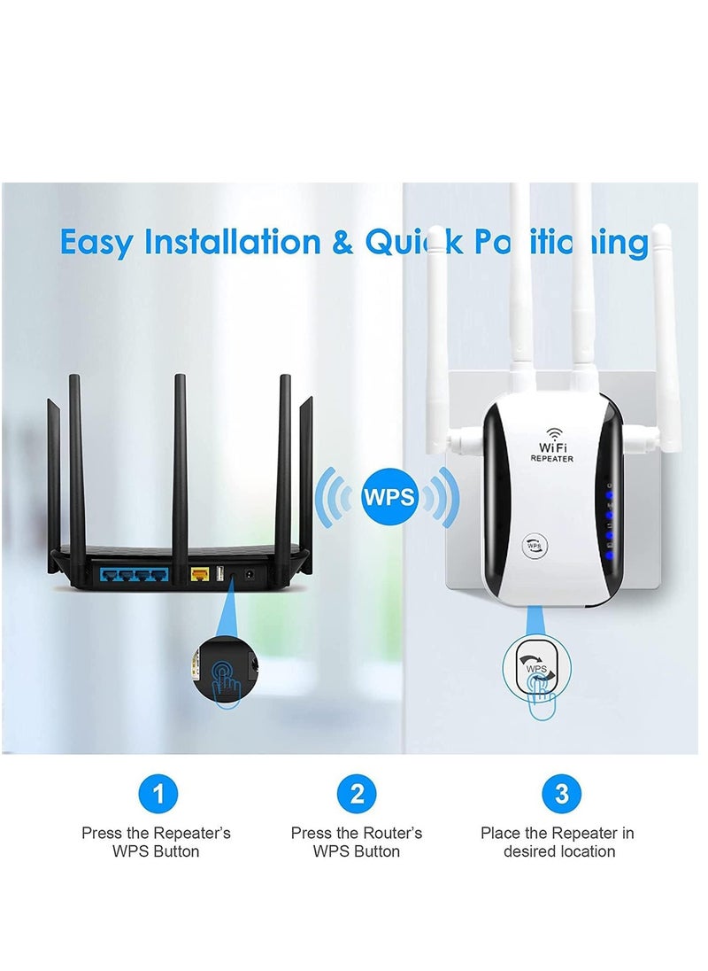 عربست - موسع نطاق WiFi ، معزز إشارة WiFi منزلي يصل إلى 4000 قدم مربع و 32 جهازا ، مضخم صوت عن بعد مع منفذ إيثرنت ونقطة وصول - Image 1