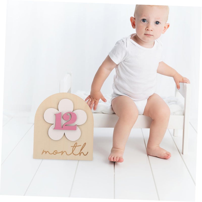 Wooden Monthly Milestone Discs With Numbers For Baby Photography And Growth Celebration - Image 4