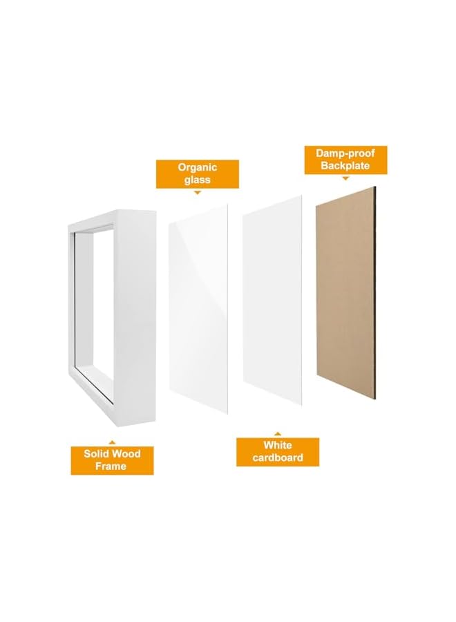 The Bros إطار صورة ثلاثي الأبعاد للتعبئة، عبوة من 2 إطار عميق ثلاثي الأبعاد 20x20 سم، صندوق صورة خشبي، إطار ظل خشبي عميق لتذكارات حفلات الزفاف، الصور، الزهور، التذاكر، (أبيض، مربع) - Image 5