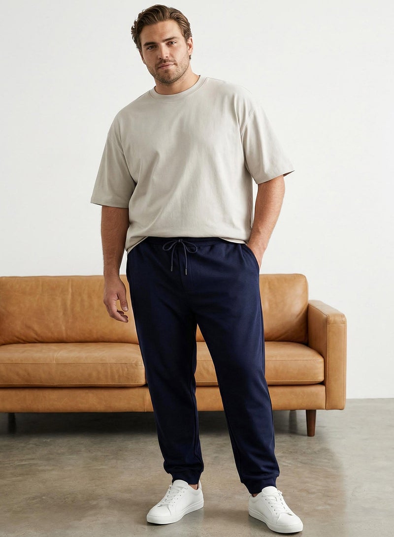 trendyol Navy Blue Plus Size Regular/Normal Fit Jogger Basic Cotton Sweatpants Tmnaw24Aj00003 - Image 1