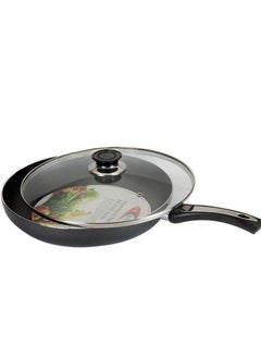 KAWASHI Aluminium Non-stick Opera Frypan With Glass Lid Black 22CM  - Image 1