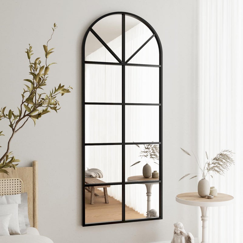 Prywot Full Length Mirror, 65"x22" Arched Window Pane Mirrors for Wall Decor, Black Full Body or Wall Mounted Mirrors, Farmhouse Standing Mirror Hanging or Leaning for Living Room, Entryway, No Stand - Image 3