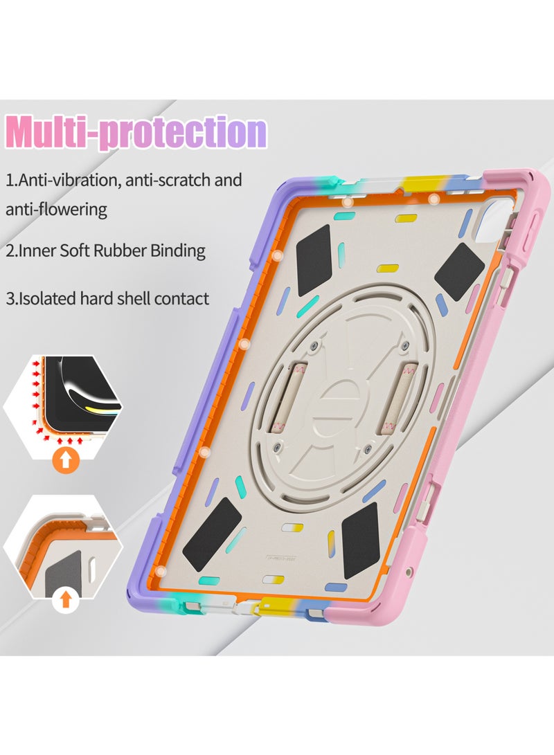 Captaintech Case for iPad Pro 13-inch (2024) M4 Chip Model A2925 A2926 Heavy Duty Rugged Durability Silicone Tablet Cover with 360° Rotating Hand Strap Foldable Hidden Stand u0026 Shoulder Strap Pink - Image 5