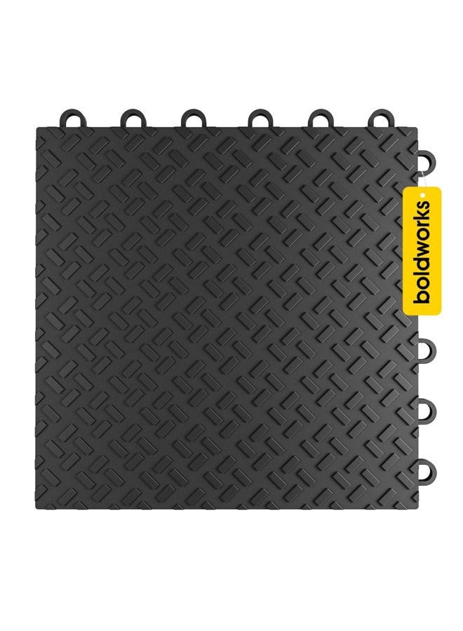 boldworks Garage Floor Tiles Interlocking Garage Flooring Tiles Pack of 48 Antislip Oil and Stain Resistant for Garages Shop Floors Basements 40000 LBS Load Capacity 12x12 Inch Black Color - Image 1