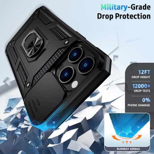 Weycolor for iPhone 11 Pro Max Case with Camera Lens Cover, HD Screen Protector, 10 FT Military Grade Drop Protection, Magnetic Ring Holder Kickstand Protective Phone Case for iPhone 11 Pro Max, Black - Image 5