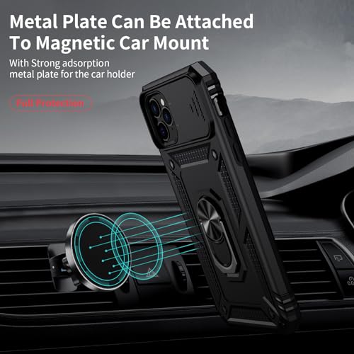 Weycolor for iPhone 11 Pro Max Case with Camera Lens Cover, HD Screen Protector, 10 FT Military Grade Drop Protection, Magnetic Ring Holder Kickstand Protective Phone Case for iPhone 11 Pro Max, Black - Image 2