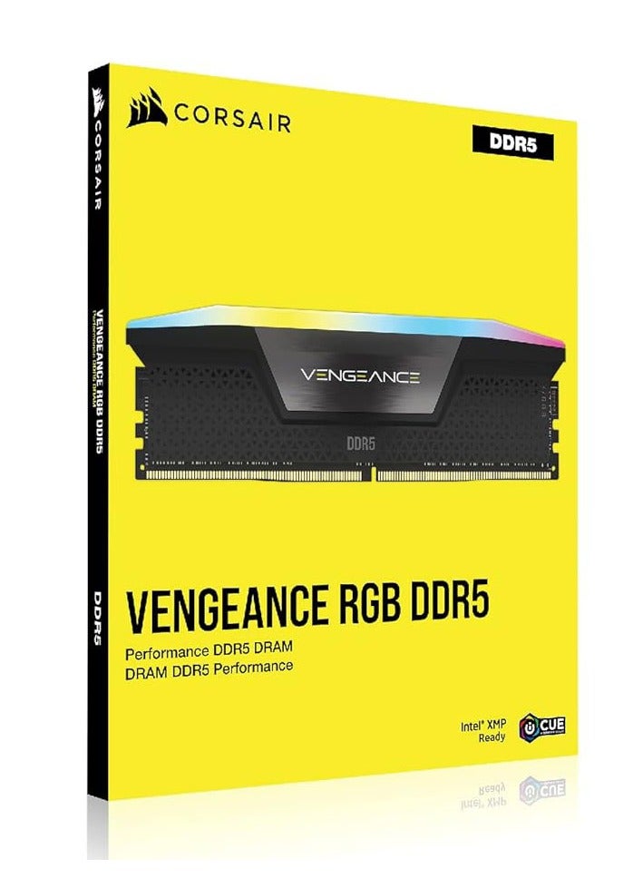 كورسير ذاكرة سطح المكتب VENGEANCE RGB DDR5 سعة 16 جيجابايت (2x8 جيجابايت) DDR5 5200 CL40-40-40-77 1.25 فولت إنتل XMP - أسود - Image 2